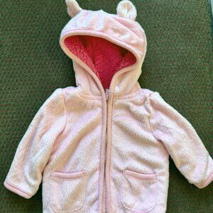 Girls Size 3-6 Months Fleece Lined Pink Hoodie with Ears Garanimals